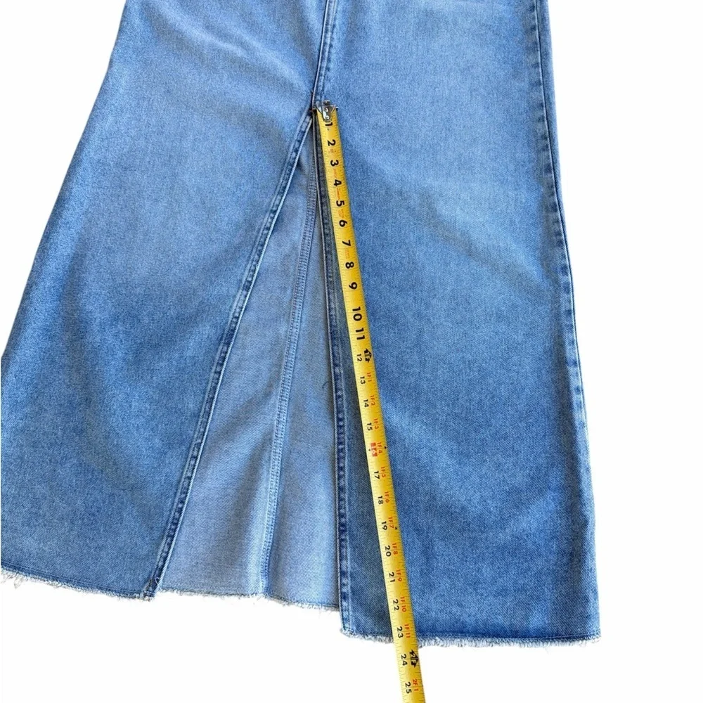 Anthropologie Pilcro Midi Front Slit Denim Maxi Skirt Summer Wash Size 8 NWT - Picture 7 of 12